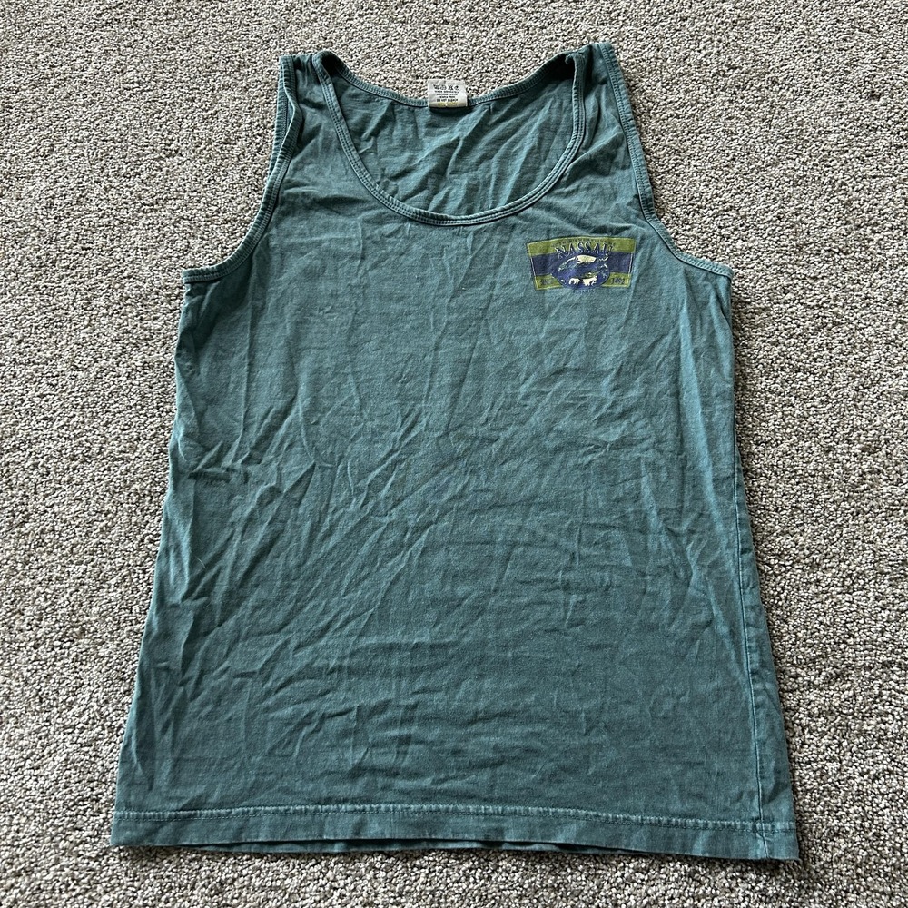 Nassau Bahamas Tank Top Mens Medium Green Sea Turtle Beach Shirt Jo Ann's